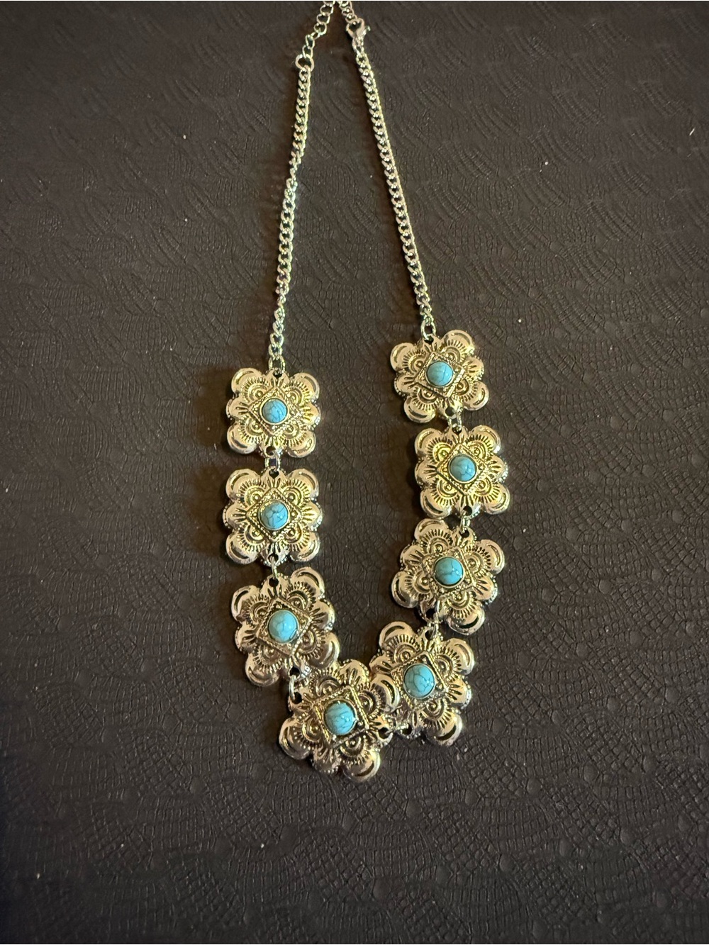Turquoise Floral Statement Necklace - Gold-Tone Women’s Jewelry 2